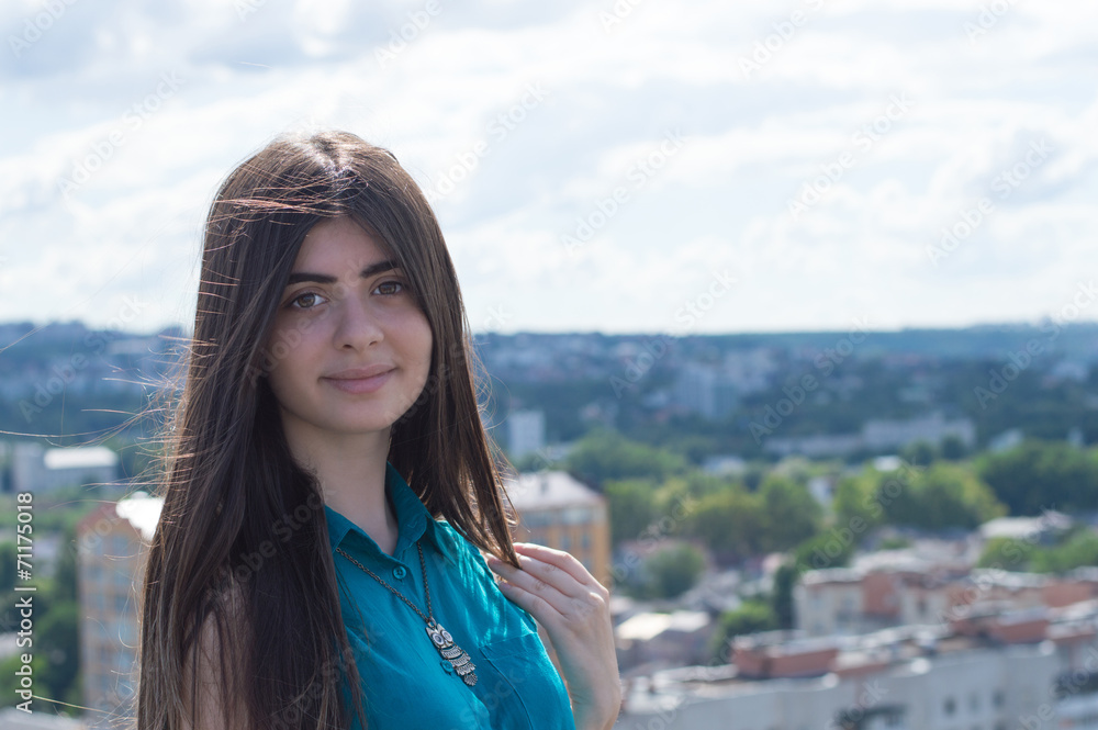Portrait of teenage girl on the roof Portrait of teenage girl on the roof