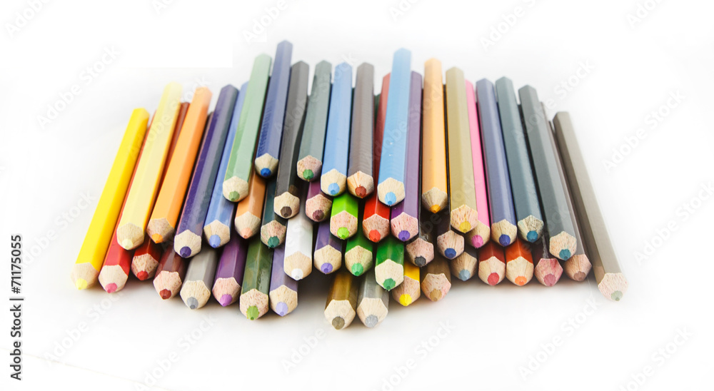 Heap of color pencils against white Heap of color pencils against white