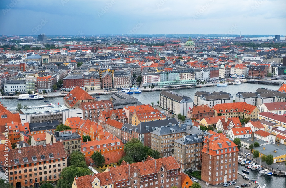 The bird's eye view from the Church of Our Saviour on Copenhagen