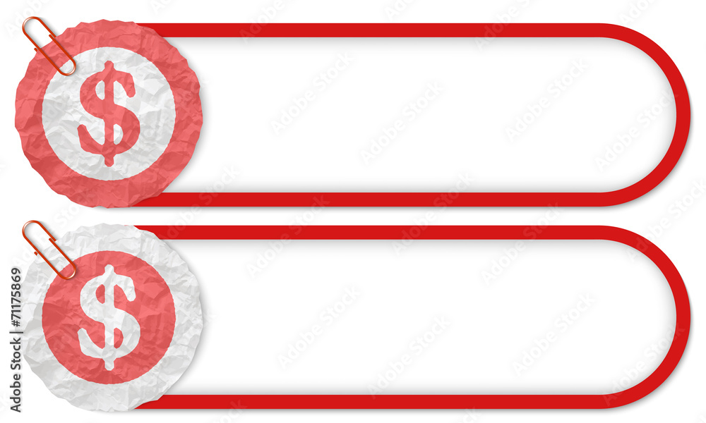 two buttons with texture crumpled paper and dollar symbol two buttons with texture crumpled paper and dollar symbol