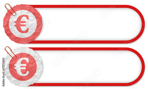 two buttons with texture crumpled paper and euro symbol