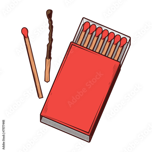 Top view red matchbox isolated on a white background