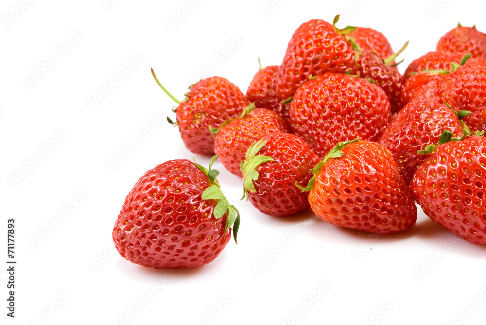strawberries on white background closeup strawberries on white background closeup