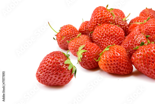 strawberries on white background closeup