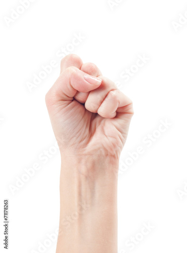 Fist. Gesture of the hand on white background.