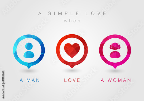 Pin Icon set for Couples. Man Love Woman. photo