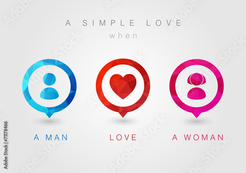 Pin Icon set for Couples. Man Love Woman.