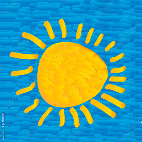 The sun on blue sky in the style of Impressionism