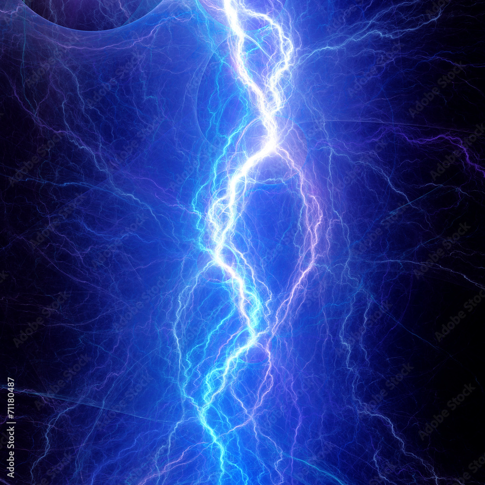 Blue electric lightning - abstract electrical background