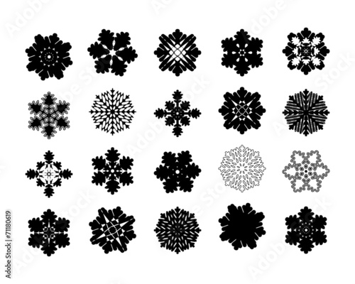 Set of 20 intricate geometric modern pattern snowflakes