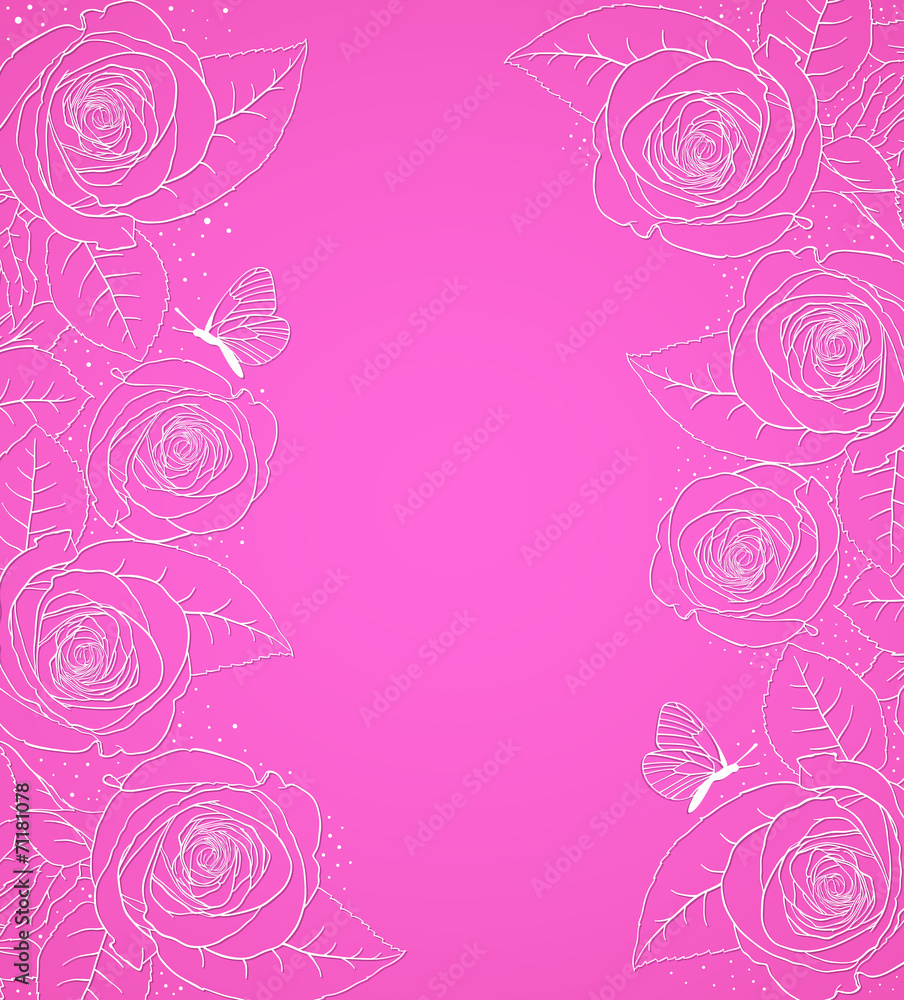 Pink background with roses Pink background with roses