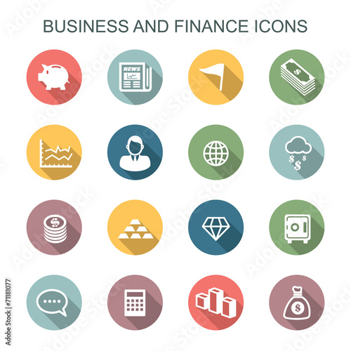 business and finance long shadow icons