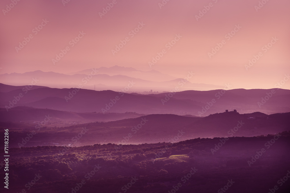 Sunset landscape Tuscany