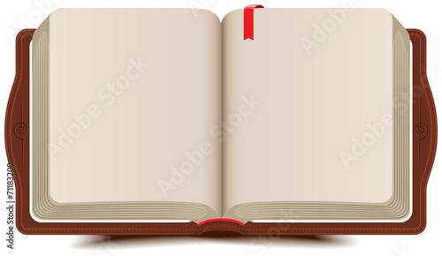 Open book diary with bookmark