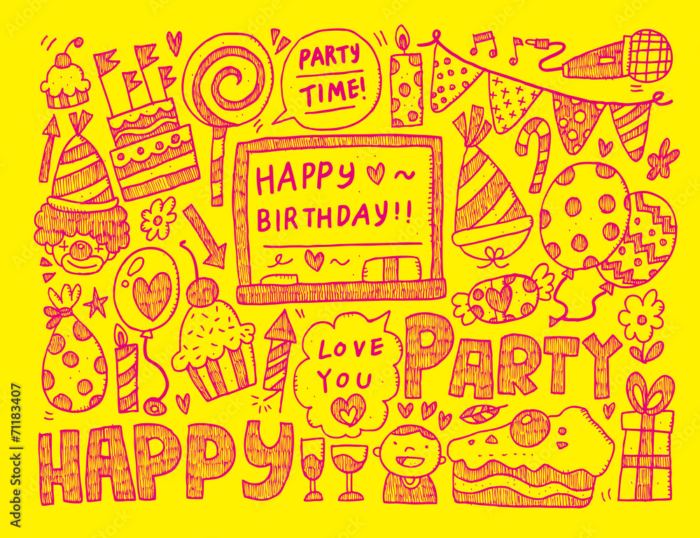 Doodle Birthday party background Doodle Birthday party background