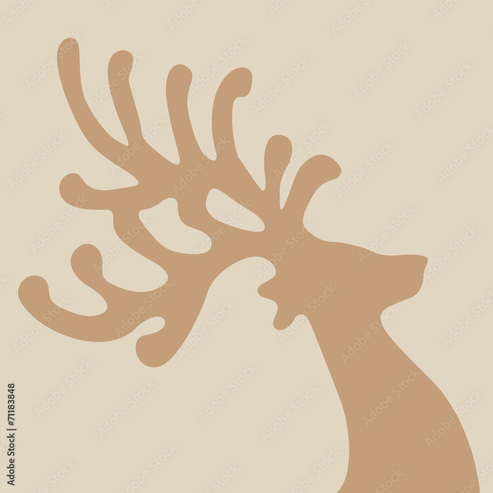 reindeer head beige background