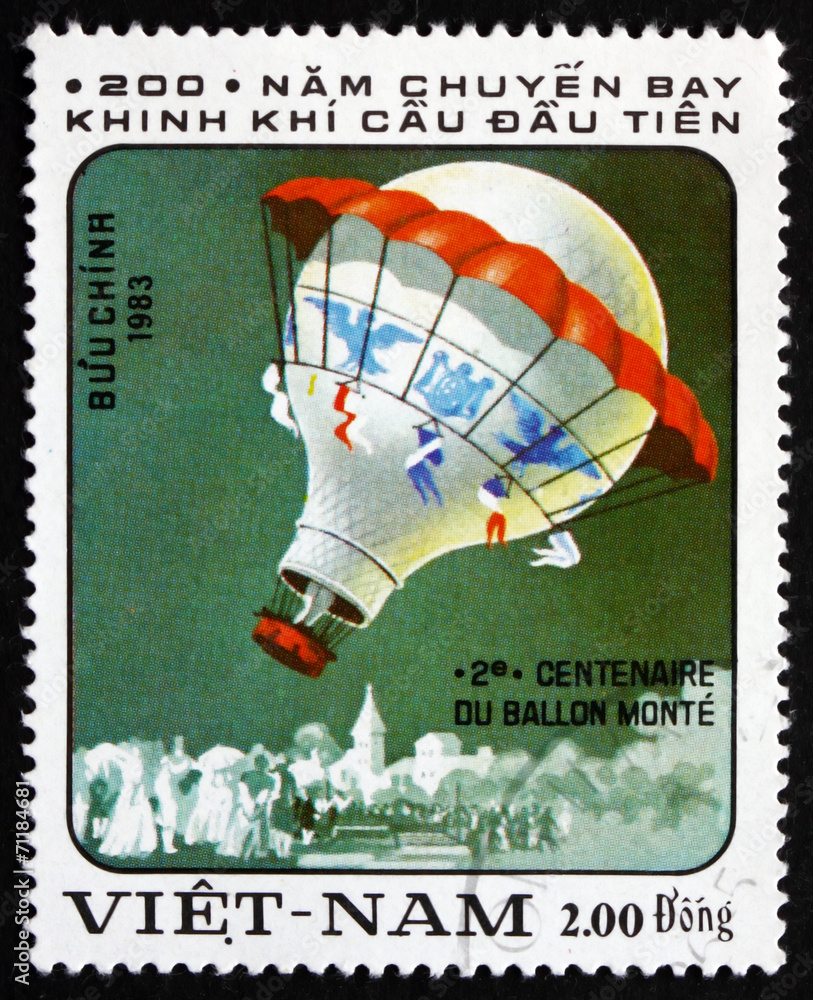 Fototapeta premium Postage stamp Vietnam 1983 Hot-air Balloon