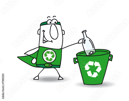 recycling a glass bottle
