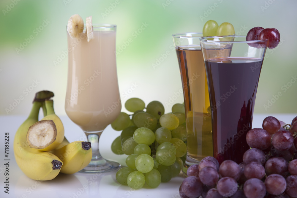 Fruits, vegetables, fruit juices, vegetable juices, healthy food