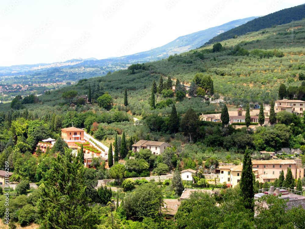 Beautiful italian landscape from Spello - Umbria
