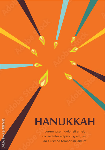 Happy Hanukkah greeting card design, jewish holiday. Vector
