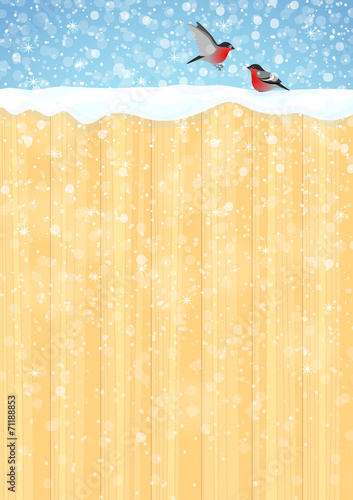 Winter background with bullfinches