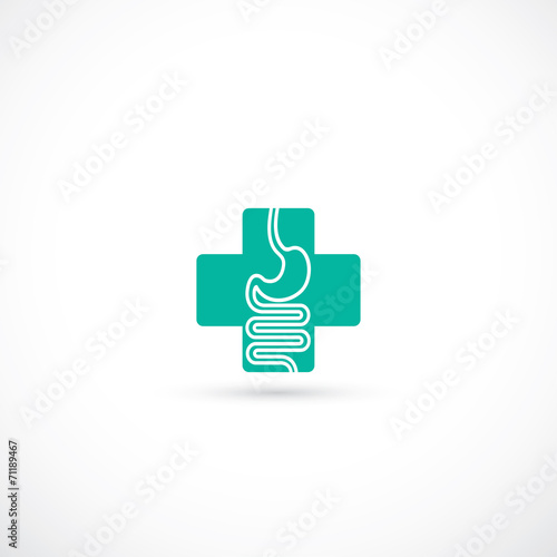 Gastroenterology symbol with cross