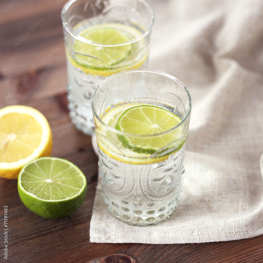 Beverage with lemon and lime Beverage with lemon and lime