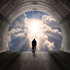 Fotobehang Tunnel Schijnsel aan einde van tunnel  © Kletr