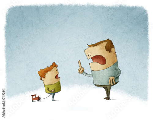 Valokuva Father scold and shout at his son