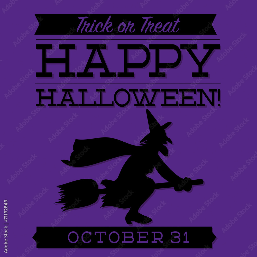 Witch typographic Halloween card in vector format. Witch typographic Halloween card in vector format.