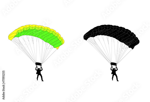 skydiver silhouette and illustration - vector