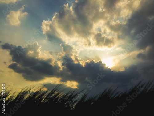 Dramatic sky at sunset photo