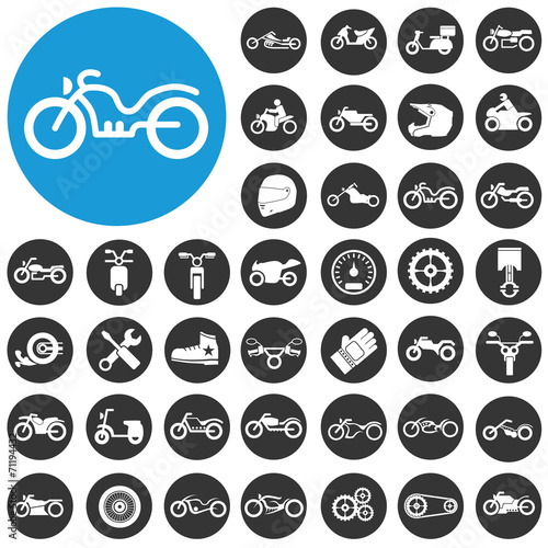 Motorcycles and bicycles icons set. Vector Illustration eps10