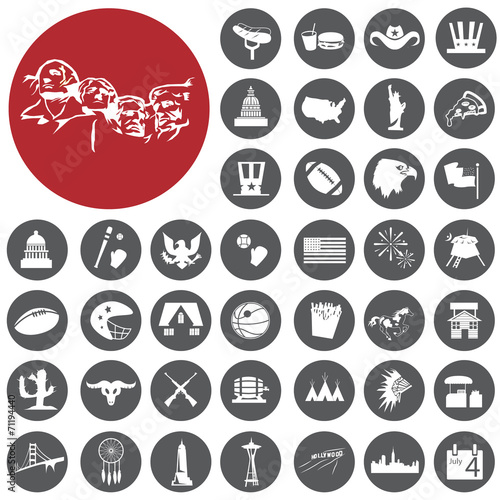 America USA sign icon set. Vector Illustration eps10