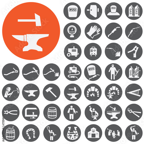 Welder and blacksmith icons set. Vector Illustration eps10