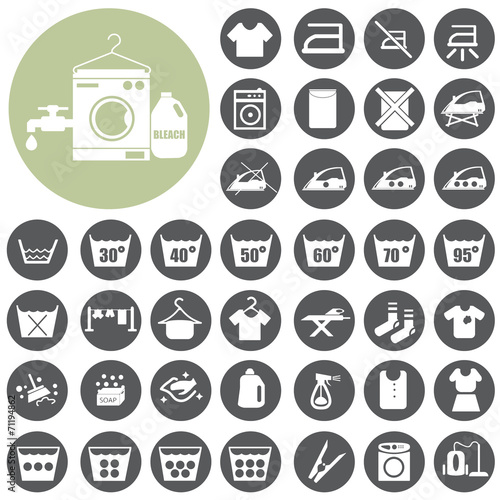 Laundry washing icons symbols  set. Vector Illustration eps10