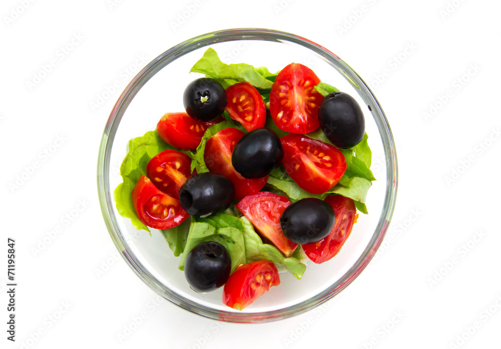 Fresh salad from above on white background Fresh salad from above on white background