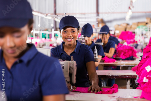 african textile workers on the production line