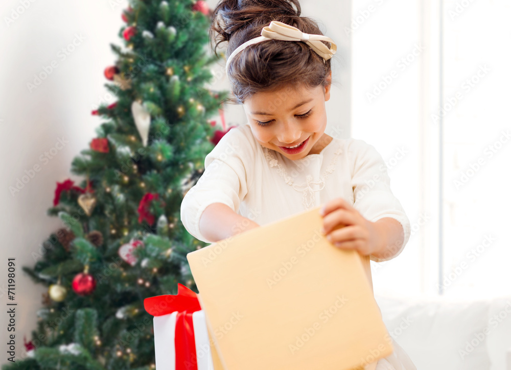 smiling little girl with gift box smiling little girl with gift box