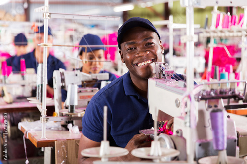 african textile factory worker