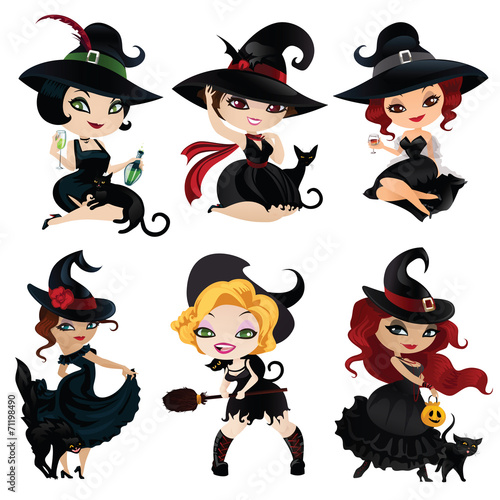 Set of 6 charming witches