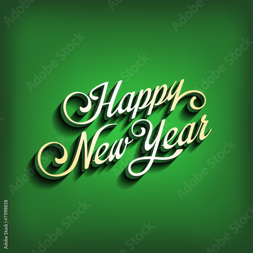 Happy New Year type calligraphic typography. Greeting