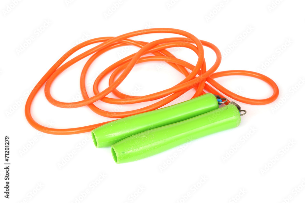 old used skipping rope on white background old used skipping rope on white background