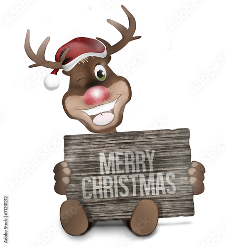 Reindeer Wood Board Sign