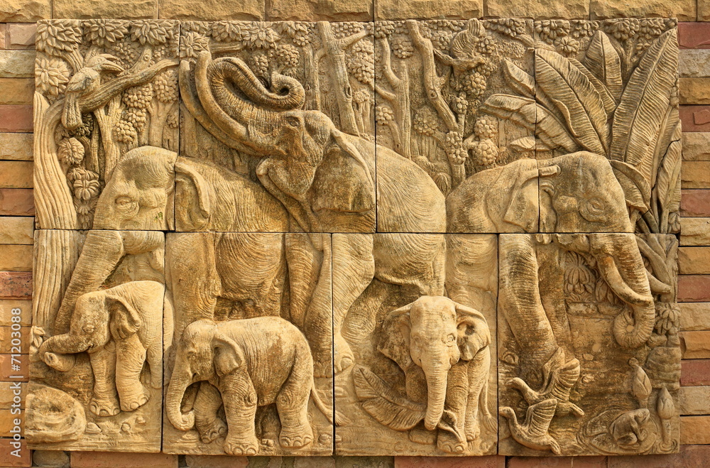 elephant statue on the wall