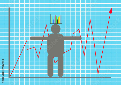 Vector illustration display stock market goes up and down with m