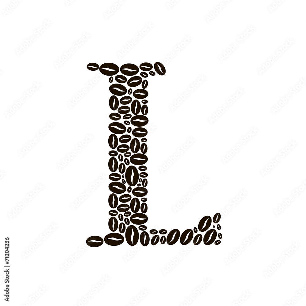 Letter L made of coffee beans vector set Letter L made of coffee beans vector set