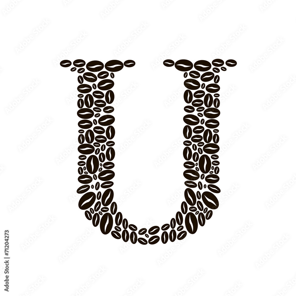 Letter U made of coffee beans vector set Letter U made of coffee beans vector set