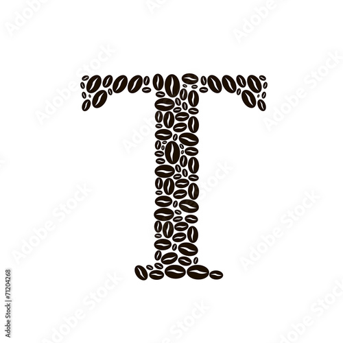 Letter T made of coffee beans vector set